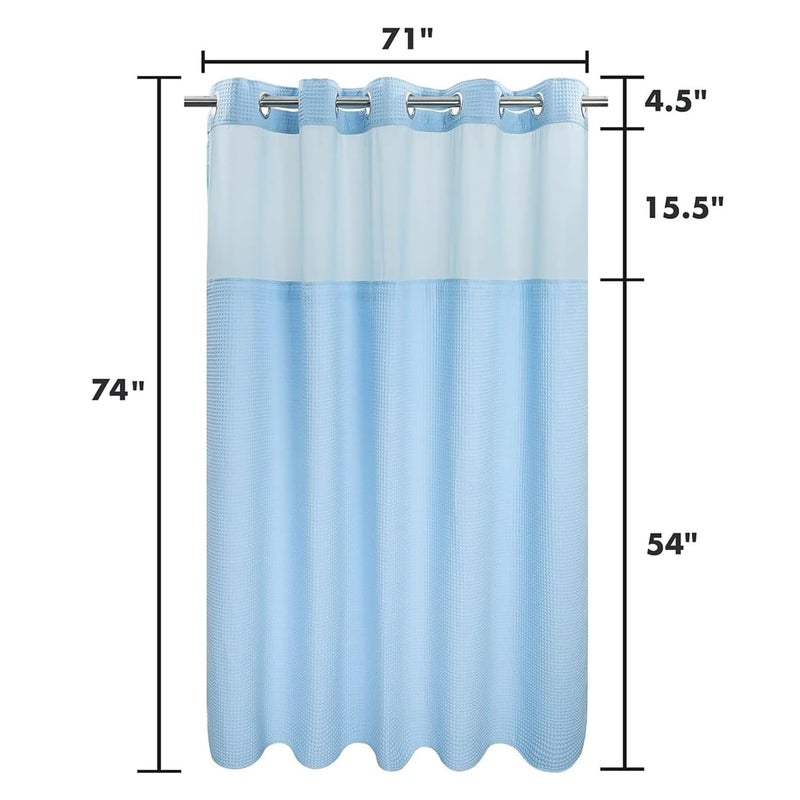 River Dream Sky Blue Fabric Shower Curtain Set, Cotton Blend, Waffle Weave, with Snap in Replacement Linerï¼Œ71 x 74 inches - Image 5